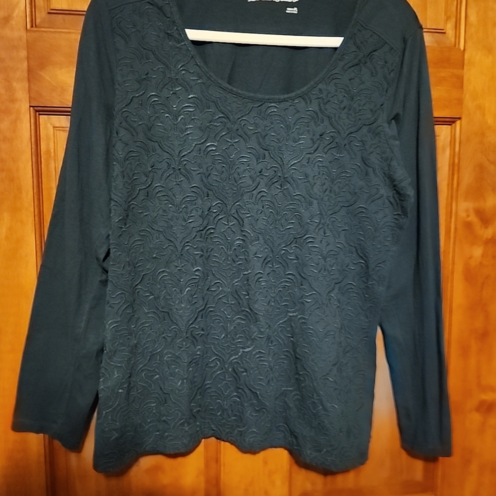 Eddie Bauer Woman's Size PL Cotton Long Sleeve embroidered logo shirt tagless